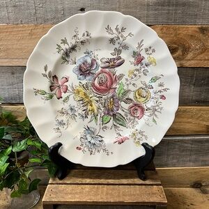 Vintage Johnson Brothers Sheraton Floral Dinner Plate with Pink & Yellow Accents